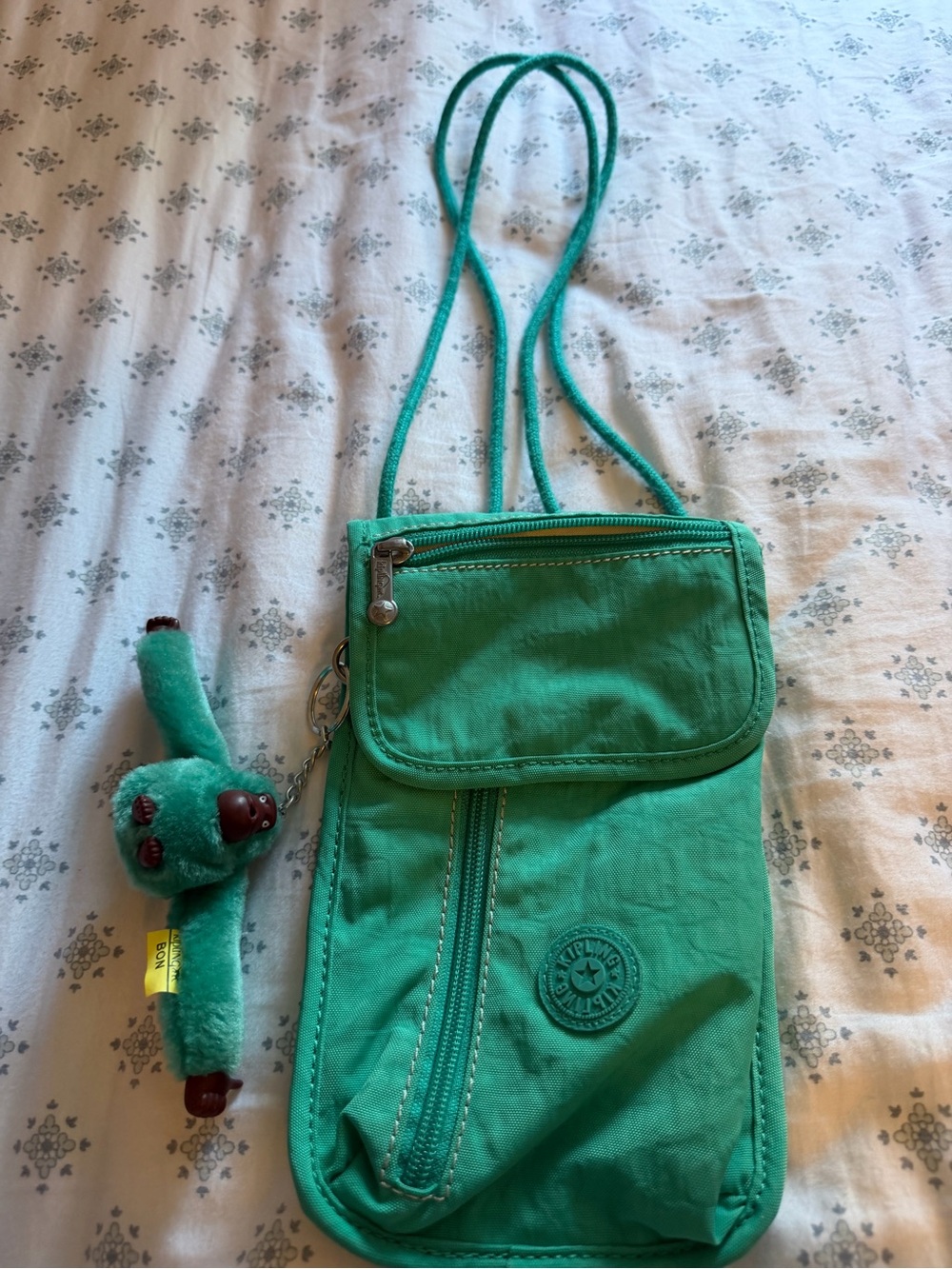 Kipling Teal Kids Crossbody Bag with Monkey Charm